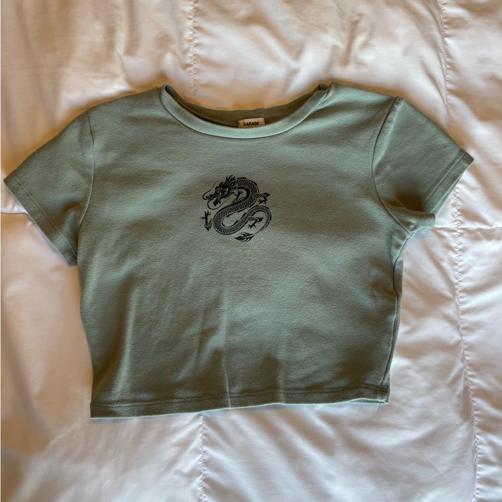 Green Garage Dragon Print Crop Top